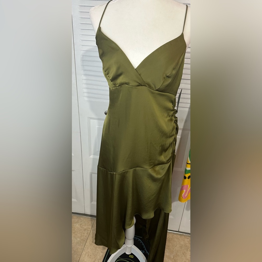 Wild Fable Satin Olive Maxi Dress